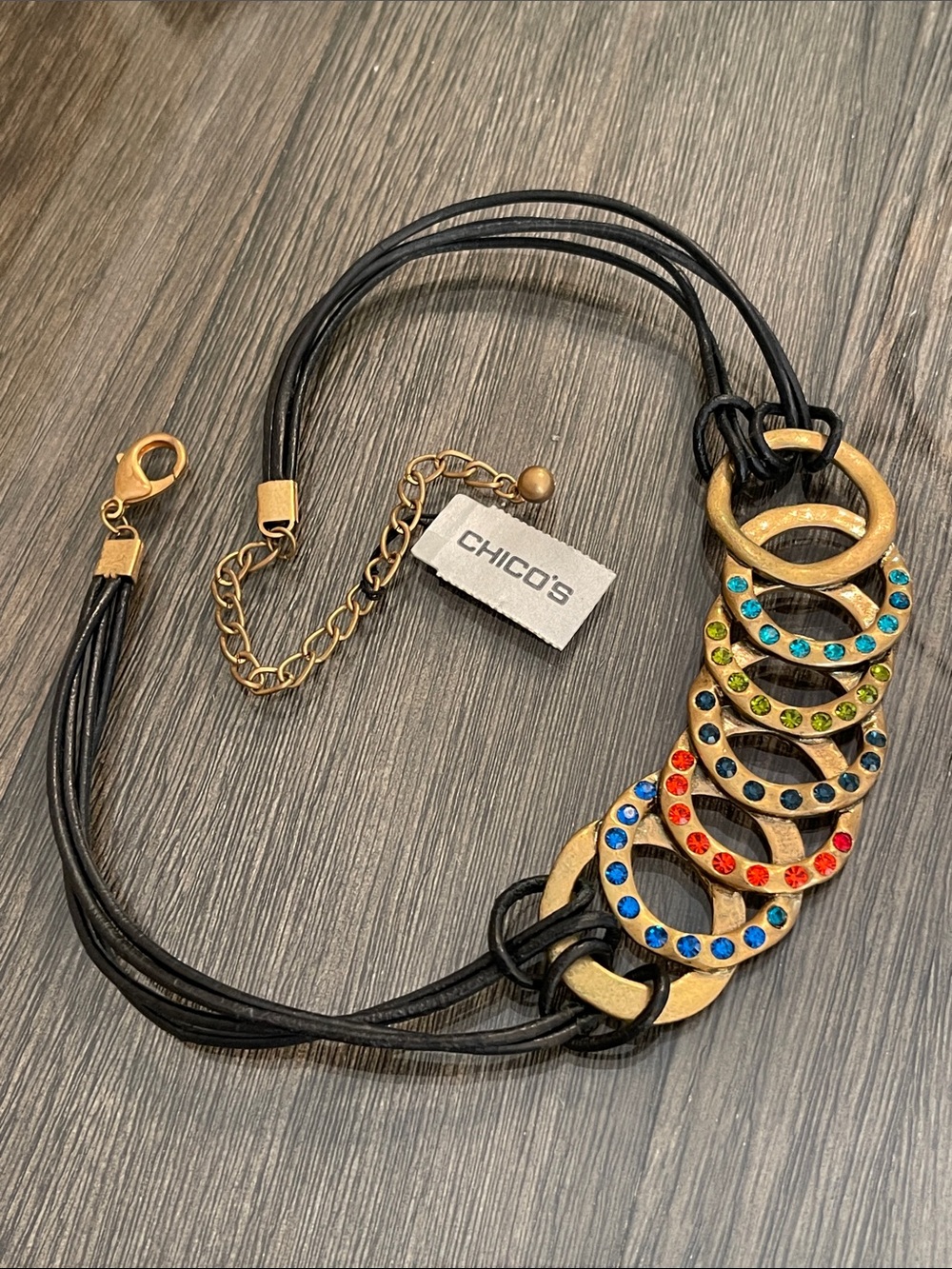 Chico’s Olympiad Interlocking Ring Cord Necklace